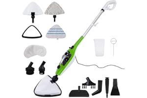 QIMU 1300W Steam Mop Cleaner, 10 in 1 Bequemer Abnehmbarer Handdampfreiniger Für Alle Boden, Bank, Badezimmer Und Teppich