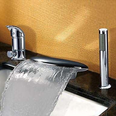 Modern bathtub and shower falls/widely used ceramic valve two handles Chrome bathtub faucet three-hole