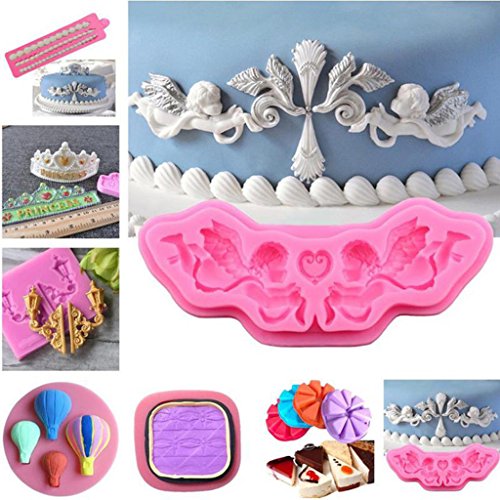 Gazechimp Silikon-Form für Fondant/Schokolade/Zuckerverzierung, für Cupcakes, Mehr Form – Rosa Amor Engels, 15,5×4,4×1,1 cm - 4