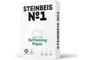 ‎STEINBEIS Steinbeis No. 1 Druckerpapier – 2500 (5 x 500) Blatt DIN A4 Recycling-Papier 80 g/m², Weiß & Chlorfrei, hochwertiges Kopierpapier ISO 70 / CIE 55