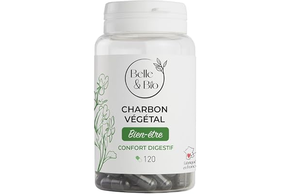DIGESTION & MAUX DE VENTRE - 100% Charbon Végétal Activé - 120 gélules - Cure 1 mois - Complément Alimenaire BELLE&BIO - Fabriqué en France