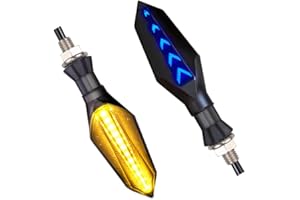 KSYWYDU 2 Pièces Indicateurs de Moto, Flowing Mode Clignotants Moto LED Séquentiels, Feux Clignotants Bicolores Étanches avec Fonction Freinage DRL, Indicateurs de Direction pour Motos Scooter Quad Cruiser