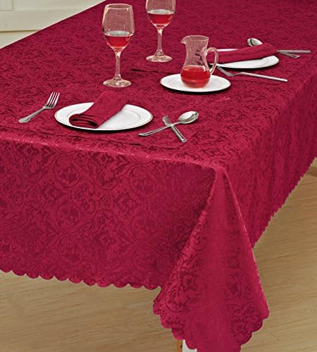 TOP QUALITY JACQUARD DAMASK TABLECLOTHS,RUNNER,NIPKIN,ALL COLOURS,SIZES & SHAPES (70”x108” (178x274 cm), RED)