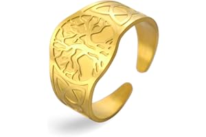 Dreamtimes Yggdrasil Albero della Vita Anello per uomo donna Anello vintage regolabile Anello in acciaio inossidabile vichingo nodo celtico