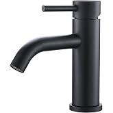 Ibergrif M11003B Black Basin Tap, Bathroom Mixer Tap, 69 mm | Ceramic cartridge and aerator; G3/8 connection with accessories