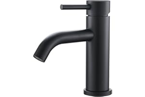 Ibergrif M11003B, Mitigeur de Lavabo - Robinet de Salle de Bains Monocommande, Robinets de lavabo à Tiroir en Céramique à Faible Bruit, Corps en Acier Ioxydable, Noir