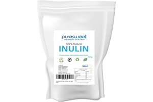Puresweet Poudre de fibre prébiotique inuline de haute qualité 500 g - Sans OGM, de qualité supérieure, hautement soluble, fabriquée dans l'UE, Fructo oligosaccharide (FOS), sans gluten, végétalien.