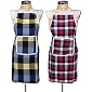 GLUN Waterproof Cotton Kitchen Apron with Front Pocket (Multicolour) Set of 2