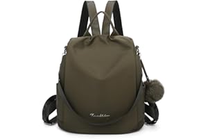 OLIVIA WONG Mochila antirrobo Impermeable para mujer (13L)| Mochila Convertible en bolso con pompom y Asa desmontable de adorno