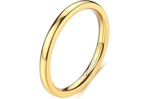 Zakk Anello da donna e uomo in titanio lucido, sottile Anello di fidanzamento a fascia impilabile 2mm 4mm 6mm