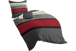 ‎BIERBAUM Bierbaum Bettwäsche 4757, Mako-Satin, Designed in Germany, rot 63, 135x200 + 80x80 cm