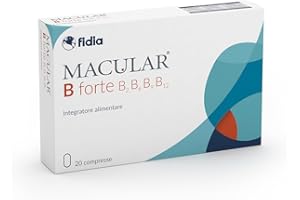 Fidia Farmaceutici MACULAR B Forte - 20 Compresse Integratore Alimentare con Vitamina B2, B6, B9, B12, Vitamina E, Zinco, Rame, Selenio, Luteina, Zeaxantina, Acido Folico e Ginkgo Biloba