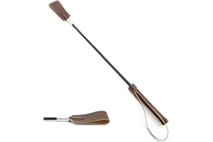 boeyeleny Frusta equestre per Cavalli,45cm Marrone Frusta per Cavalli,Frusta da Equitazione in Pelle PU,con Manico Antiscivolo,per Equitazione,Allenamento,Cosplay