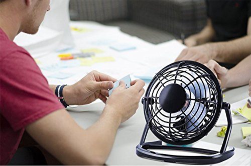 4 Zoll 4 Blätter USB Ventilator Mini Tischventilator 360° Drehbar USB Fan Lüfter aus Kunststoff Schwaz - 2