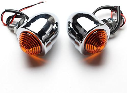 Cdycam 2pcs Motorcycle Bullet Design Turn Signal Light Side Marker Blinker for Harley (White, Amber lens)