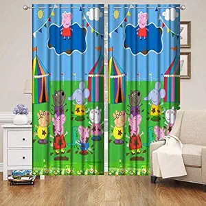 Riftree Polyester Digital 3D Print Window Curtain for Kids Room (Multicolour, 4 x 5 Feet) - Pack of 2 Pieces