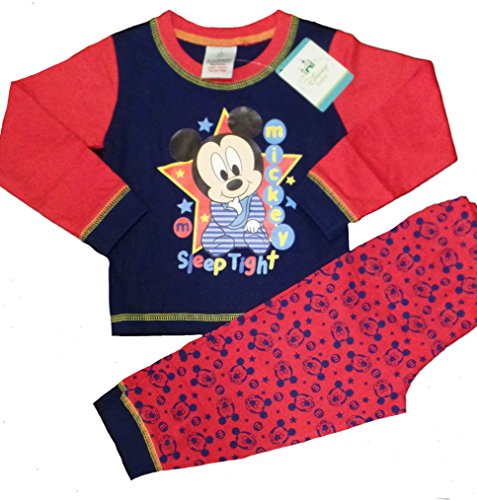 Childrens Boys and Girls Long Sleeve Character Pyjamas Pjs - Mickey Sleep Tight 6-9 months
