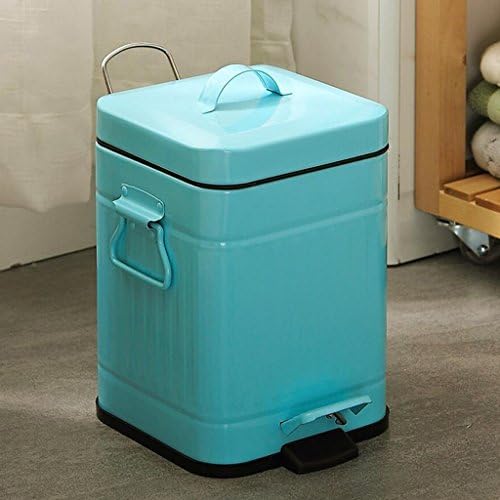 Wddwarmhome Blue Square Double Handle Trash Can Pedal Trash Can Kitchen Living Room With Home Fashion Ideas Waste Bins ( Size : 3L )