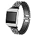 Produktbild 170mm sport Luxus-Kristall-Legierung Ersatz Uhrenarmband armbänder Handschlaufe für Fitbit Ionic,ersatzband armband bracelet fitnessarmband für Fitbit Ionic (Schwarz)
