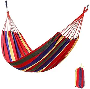 KIRFIZ Single Person Outdoor Garden Camping Hammock Hanging Hammock Cotton Soft Swing Sleeping Portable with Carrying Bag for Travel Beach Backyard Patio Yard Garden Porch etc [76W x 172L cm ]