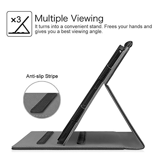 Fintie Samsung Galaxy Tab S3 9.7 Hülle – Multi-Winkel Betrachtung Kunstleder Schutzhülle Case Cover Tasche Etui mit Dokumentschlitze und Auto Schlaf / Wach Funktion für Samsung Galaxy Tab S3 T820 / T825 24,58 cm (9,68 Zoll) Tablet-PC, Schwarz - 7