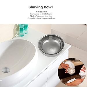 Anself Stainless Steel Shaving Brush Bowl Shaving Mug Cup Cream Soap Bowl Silver - Image 2