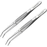 Lmyzcbzl Multipurpose Stainless Steel Tweezers, 2 Pcs Sewing Machine Tweezers, Universal, with Curved Pointed Serrated Tip
