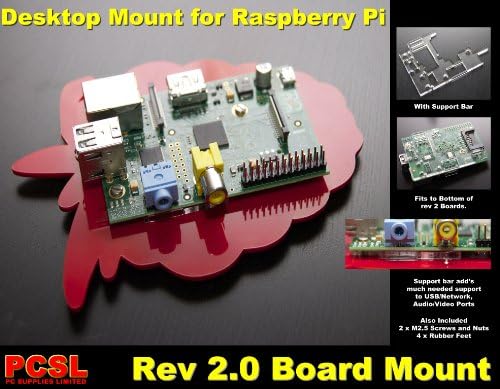 PC Supplies Limited PCSL -Desktop Mount (Red) for Raspberry Pi Revision 2 Only - Mount/Case with Support Bar - Case/Box/Enclosure for Raspberry Pi Computers - FREE Amazon UK Delivery