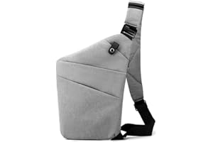 CHAMAIR Anti Theft Crossbody Bag - Women Men Travel Chest Personal Flex Sling Bag for Work Outdoor (Light Grey Right Shoulder)