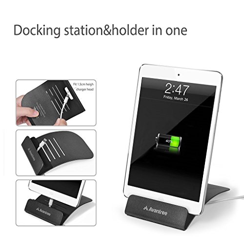 Avantree Massiver Stahl Tablet Halterung Ständer für Küchen, Multi-Winkel Verstellbar Desktop Handy Halter Kompatibel mit dicken Gehäusen, für iPad Air, mini, Surface, E-book, Nook, Samsung – TB103 - 2
