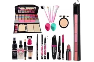 FROSTED COSMETIC 6155 makeup kit 5 Pink Brush Compact powder Primer Fixer Foundation 5 in 1 Lipstick 3 Beauty Blender 3 in 1 Mascarra Kajal Contour stick (36 h pack of 2)