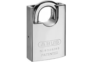 Abus ABU8355CS Hänglås, Krom, 55 mm | Säkerhetsnivå 9, NANO PROTECT-beläggning, utbytbar cylinder – 55 mm bred, 93 mm lång, 11 mm schackeldiameter