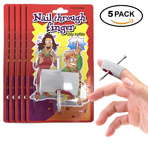 THE TWIDDLERS Set of 5 Nail Through Finger Props – Perfect for Halloween Costumes, Festivals & Fancy Dress Party - Classic Practical Joke
