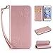 Produktbild Lonchee Apple iPhone 6s Plus(5.5 Zoll ) Wallet Tasche Brieftasche Schutzhülle , geprägten Design Hochwertige PU Leder Folio Tasche Case Hülle im Bookstyle mit Standfunktion Kredit Kartenfächer (Rose Gold)