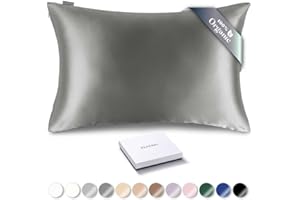 RENESSY Funda de Almohada de Seda Orgánica 50x75 cm - 100% Seda de Morera Orgánica, 22 Momme, Naturalmente Hipoalergénica, Promueve la Salud del Cabello y la Piel, 1 Pieza (Gris Grafito)