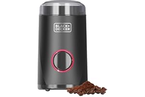 BLACK+DECKER - Elektryczny młynek 150 W | Ostrza ze stali nierdzewnej | Pojemność 50 g | System blokujący | Zwijany kabel | Antypoślizgowe nóżki | Kompaktowy i stylowy, idealny do kawy i przypraw