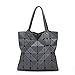 Produktbild minyun Damen Handtasche Geometrische Tasche Matte Gebürstetes Rhombus Vielzahl Falten Eine Schulter Rubiks Cube,Grey-33 * 33cm