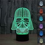 SmartEra 7 Color 3D Star War Darth Vader Night LED Desk Table Light - Black