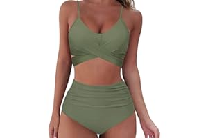 COZYAN Femme Maillot De Bain Deux pièces Tankini Maillots de Bain Taille Haute Licou Vintage Bikini Ensemble Dames Maillots de Bain