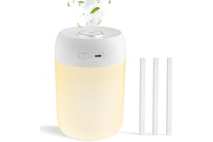 KISSLEAF Sans fil Veilleuse Mini Humidificateur d'air Chambre 650 ml pour Chambre à Coucher,Chambre Bebe,Plantes, 15H lonue Durée 28 dB Silencieuse (Lumière Chaude)