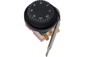 HEBEOT Interruttore di controllo della temperatura Termostato Capillare Termostato incorporato 0-120 °C Regolatore di temperatura Manopola Termostato 35 * 45 * 36mm