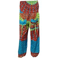 Mogul Interior Womens Harem Pants Blue mandala Printed Hippy Casual Baggy Yoga Trousers
