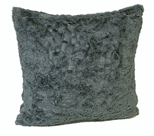 Kissenhülle Kissenbezug Kissen Zottel Plüsch Teddy Fell mit RV 40×40 o. 50×50 cm (Grau, ca. 50×50 cm) - 2