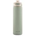Ello Pop & Fill 22oz Stainless Steel Water Bottle with Quick Fill Technology, Double Walled and Vacuum Insulated Metal, Leak Proof Locking Lid, Sip and Chug, Reusable, BPA Free, Pistachio