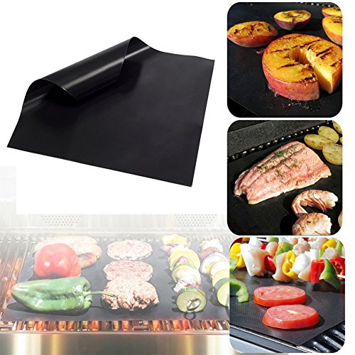 BBQ Antihaft Grillmatten 3er Set zum Grillen und Backen, aus Silikon mit Teflon Antihaftbeschichtung Extra Groß und Langlebig, Ideal für Holzkohle Grill, Elektronisches Grill, Backofen, Dampf-Backofen, Mikrowelle etc - 5