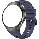Huawei Watch 5 46mm i&ccedil;in Silikon &Ccedil;izgili Renkli Kordon (lacivert)