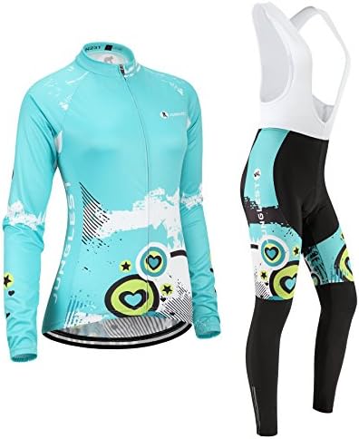 (3D pad)(Type:Set(Fleece &amp; White Bib) size:M) Jersey perspiration windbreaker Sleeve Women Fashion Jerseys Cycling breathable Long vest performance