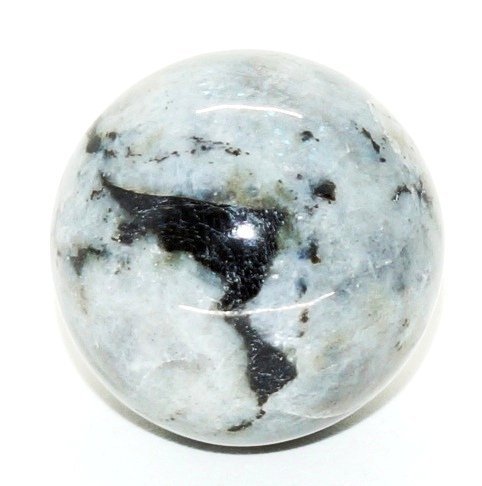 Preisvergleich Produktbild 50 mm Rainbow Moonstone Sphere with Black Tourmaline Natural Blue Flash Feldspar Ball Rare Polished Crystal Mineral Stone - India by Healing Crystals India