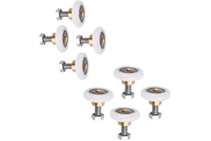 V&J 8 Rodamientos de Mampara de Ducha. Ruedas con Diámetro 20 mm y Tornillos M6 Incluidos. Incompatible con soportes, instalación directo al vidrio.