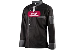 Clinotest Herren Langarm Kochjacke – 95°C waschbar & kochfest, Bäckerjacke mit Druckknopfverschluss, 65% Polyester, 35% Baumwolle, Pflegeleichte Kochkleidung für Gastronomie & Restaurant